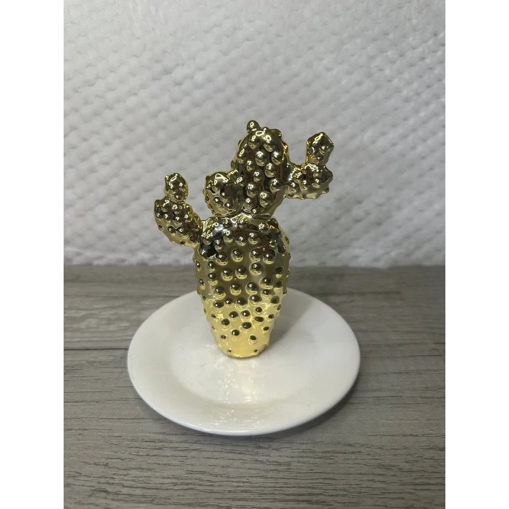 Gold‎ Color Small Cactus Ring/ Trinket Dish Jewelry Holder Home Decor